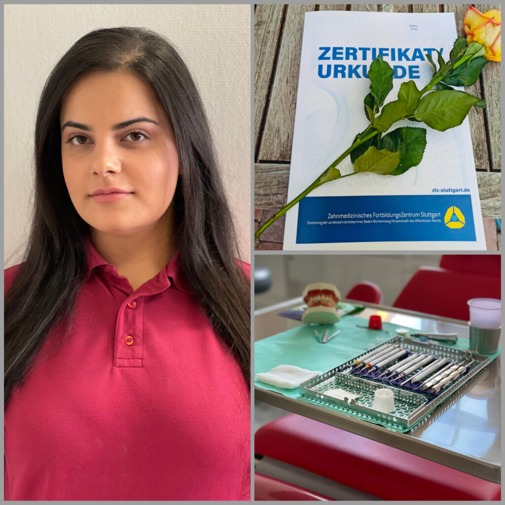 Kollage einer jungen Frau und ihrer Urkunde zur bestandenen ZMP Prüfung